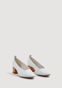 białe skórzane buty na obcasie - Mango