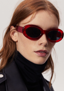  Okulary przeciwsłoneczne z czerwoną oprawą z tworzywa - Mango 