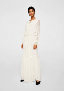 długa biała sukienka plumeti - Mango 