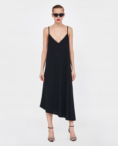 czarna asymetryczna sukienka na ramiączkach - Zara 